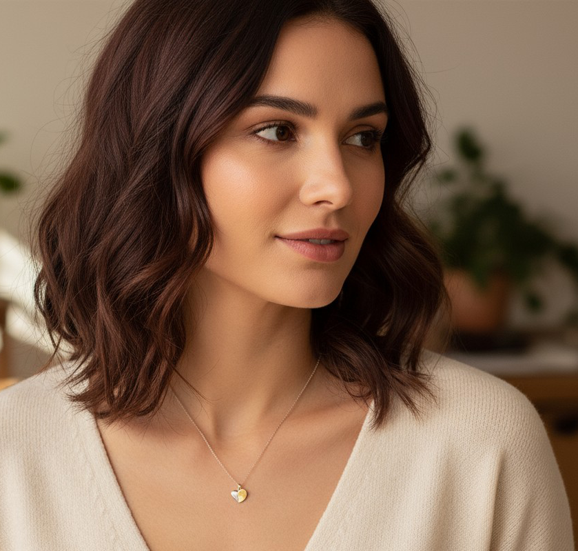 La modelo luce cuatro anillos de la colección Martina. 