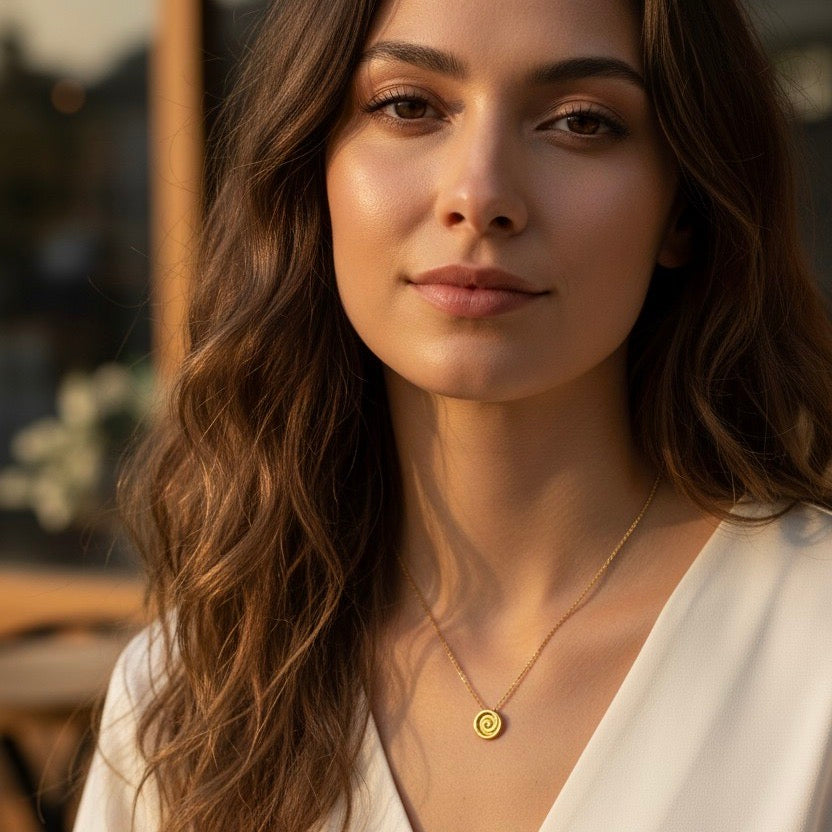 Collar de la colección Martina CM2 en oro con modelo